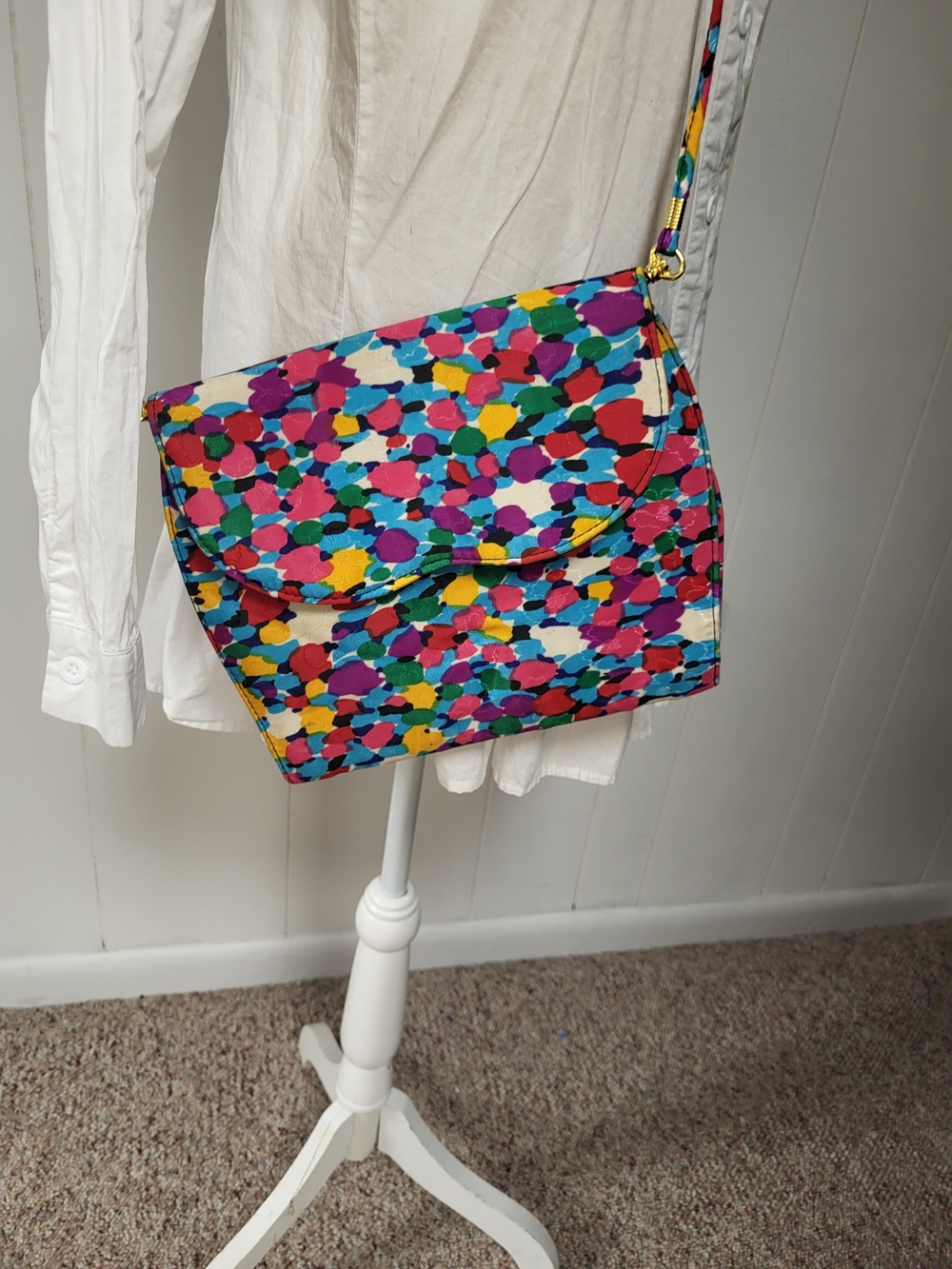 J.Renee Multicolor Confetti Crossbody in Pink, Blue, Green, Yellow, Purple, Vtg